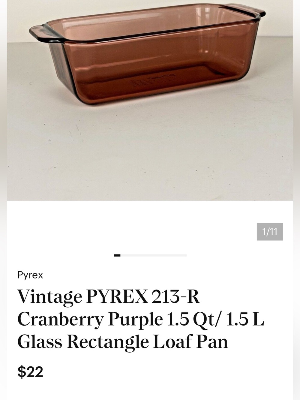 Pyrex Cranberry Loaf Pan #213-R - Picture 10 of 11